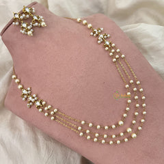 Vriksham Pearl Layer Style Kundan Jadau Short Neckpiece-White-J3378