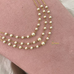 Vriksham Pearl Layer Style Kundan Jadau Short Neckpiece-White-J3378