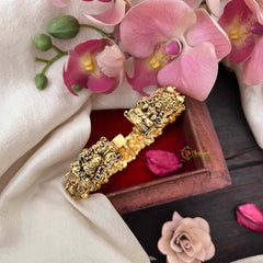 Vriksham Lotus Lakshmi Floral Gold Openable Bangle-Green Red-G21317