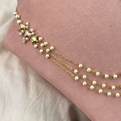 Vriksham Pearl Layer Style Kundan Jadau Short Neckpiece-White-J3378