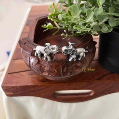 Vriksham Antique Silver Elephant Stud Earrings-S1092