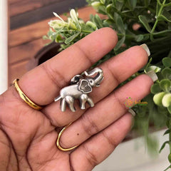 Vriksham Antique Silver Elephant Stud Earrings-S1092