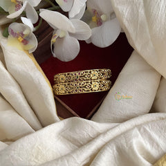 Designer Gold Alike Floral Bangle Set -G14914