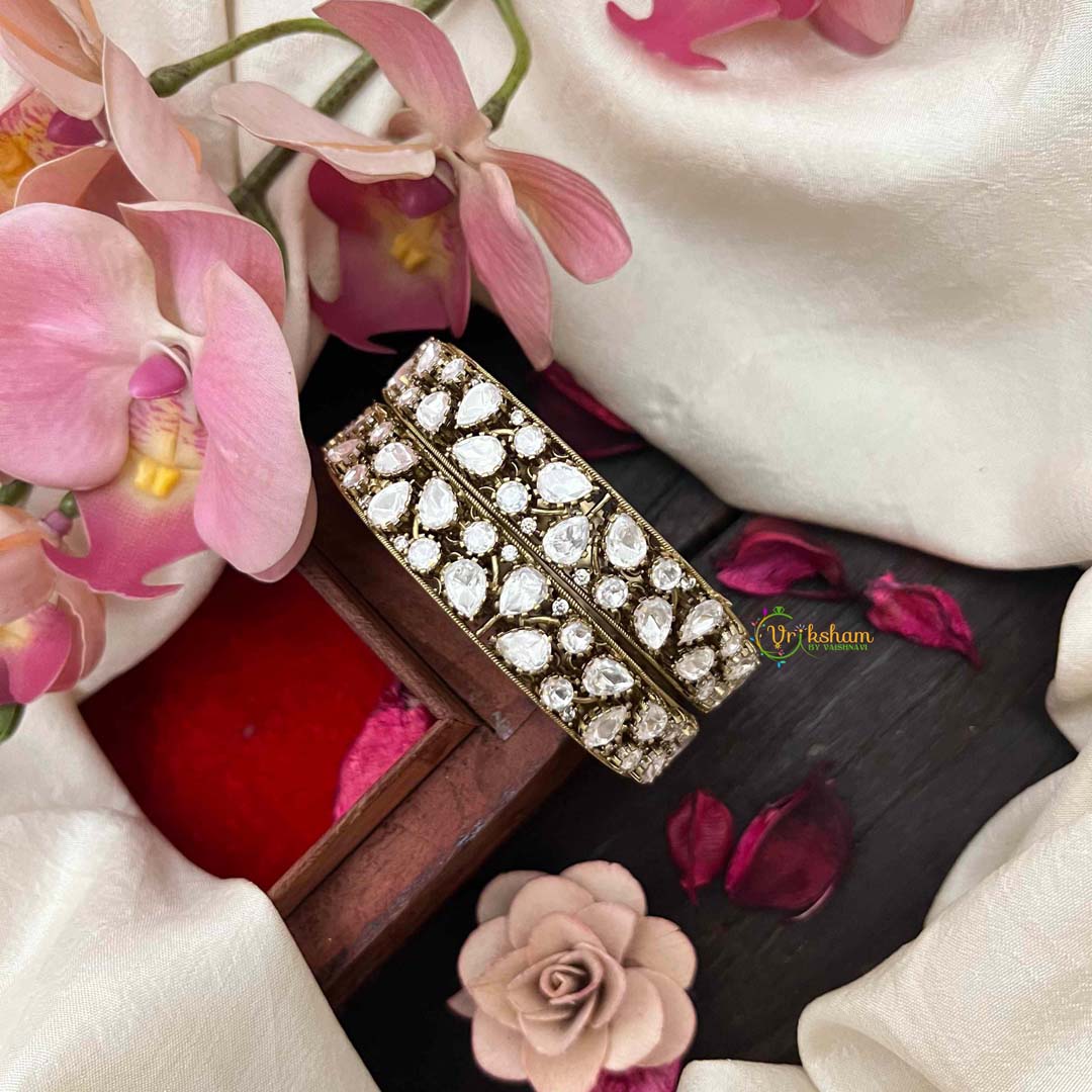 Vriksham Expensive Sparkle Pear & Round Style Bangles-G21313