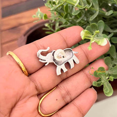 Vriksham Antique Silver Elephant Stud Earrings-S1092