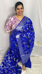 Royal Blue Semi Georgette Soft Silk Saree -VS2003