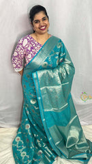 Light Blue Semi Georgette Soft Silk Saree -VS2000