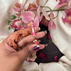 Vriksham Premium Pink Enamel Floral Gold Openable Bangle-G21315