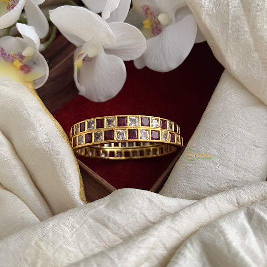 Elegant Red White AD Stone Bangle Set -G14874