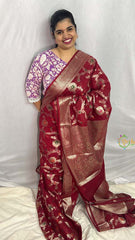 Soft Red Semi Georgette Soft Silk Saree -VS2002