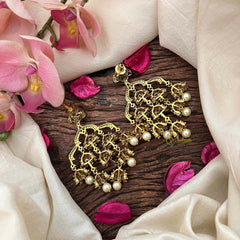 Vriksham Designer Vintage Gold Filigree Bridal Earrings-Pearls-G21218