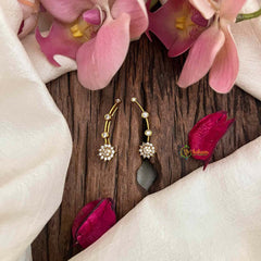 Vriksham Classic Floral Golden Statement EarCuff Stud Earrings-G21214