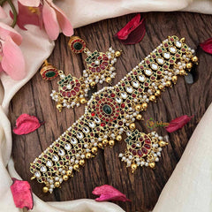 Vriksham Elegant Chandbali Gold Dual Choker -Gold Beds-Pearl-G21219