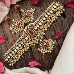 Vriksham Elegant Chandbali Gold Dual Choker -Gold Beds-Pearl-G21219