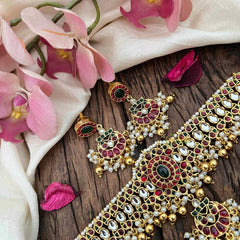 Vriksham Elegant Chandbali Gold Dual Choker -Gold Beds-Pearl-G21219
