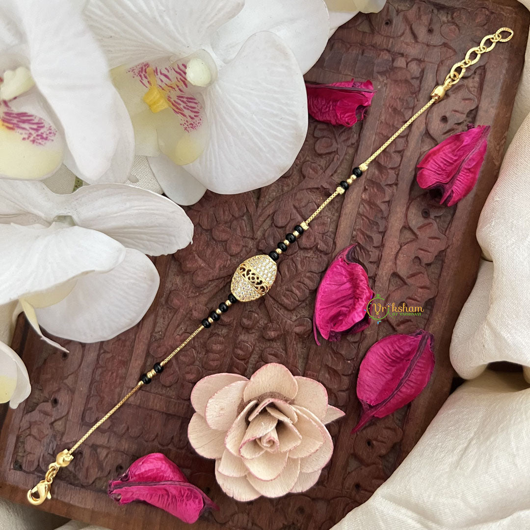 Vriksham Gold Oval Jali Designer Mangalsutra Bracelet-G17993