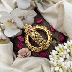 Vriksham Gold Finish With Carved  Floral & Leaf Bangles-Red-G19933