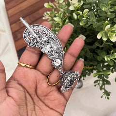 Vriksham Oxidized Silver Peacock Ear Cuff Jhumka Earrings-S1100