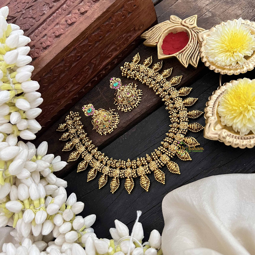 Vriksham Ethnic Temple Gold Toned With Lakshmi Motif Short Neckpiece-G20543