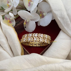 Elegant Gold Polish White AD Stone Bangle Set-G14955