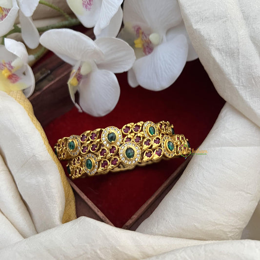 Unique Gold Alike AD Stone Bangle Set-G14966