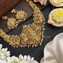 Vriksham Elegant Radha Krishna Idol Golden Touch With Pearl Short Neckpiece-Gold Bead-G20519