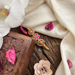 Vriksham Matte Gold Finish Floral & Leaf Style Openable Kada-G19942