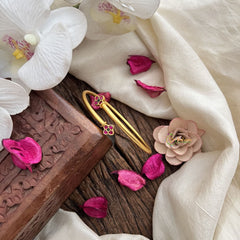 Vriksham Vintage-Inspired Ruby Flowe Openable Kada-Red-G19947