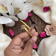 Vriksham Simple Antique Floral Openable Kada-Red Green-G19943