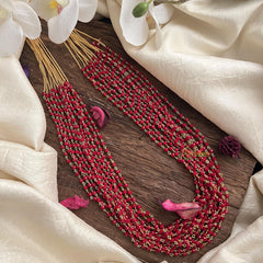 Trendy Red Bead Layered Maala Neckpiece-G14986
