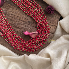 Trendy Red Bead Layered Maala Neckpiece-G14986