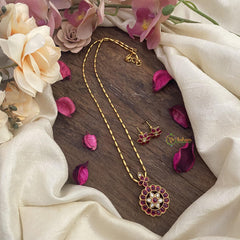 Vriksham Single Red Stone Pendant Chain-G15640