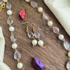 Stylish Lavender Stone Maala Neckpiece-Mother of Pearls-G15002