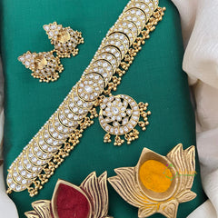 Classic White Stone Half Moon Style Choker-Vriksham-G22512