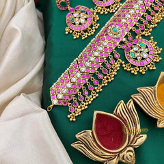 Classic White Red Green Stone Half Moon Style Choker-Vriksham-G22513