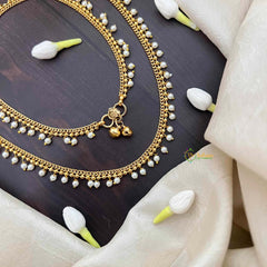 Vriksham Minimalist Golden Chain With Pearls Drop Anklet-G21246