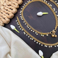Vriksham Minimalist Golden Chain With Pearls Drop Anklet-G21246