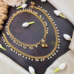 Vriksham Minimalist Golden Chain With Pearls Drop Anklet-G21246