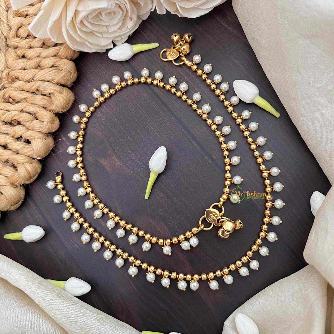 Vriksham Unique Gold & Pearls Anklet-G21244