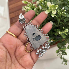 Vriksham Oxidized Silver Elephant Motif Statement Earrings-S1124