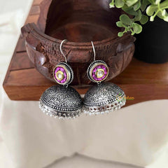 Vriksham Dual Tone Traditional Indian Elephant Motif Dangles & Pearl Fringes Earrings-S1127