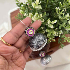 Vriksham Dual Tone Traditional Indian Elephant Motif Dangles & Pearl Fringes Earrings-S1127