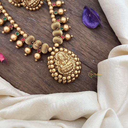 Premium Gold Beaded Lakshmi Pendant Mala-G15040