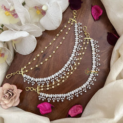 Vriksham Pearl & CZ Diamond Look  AD Stone 3 Layer With Pearls Maatil-G19970