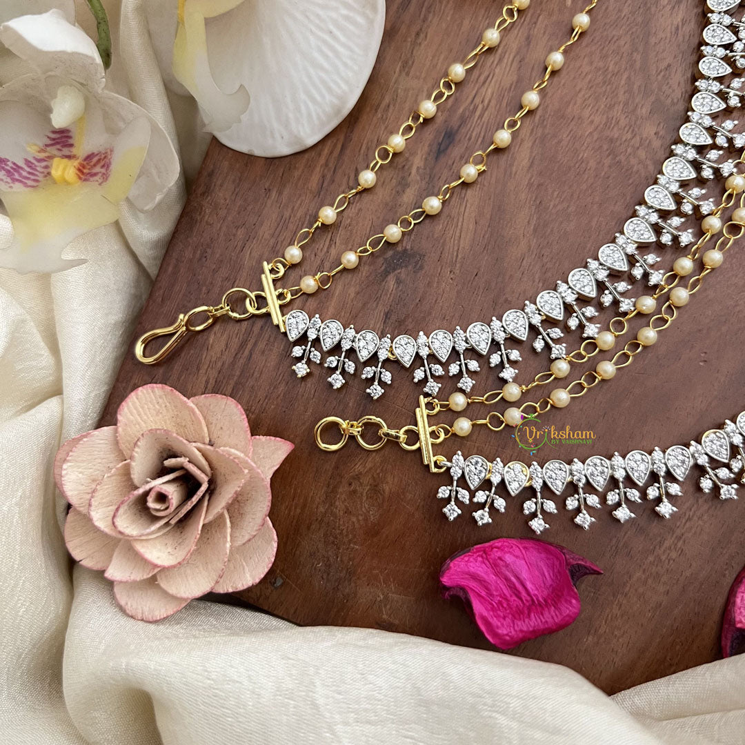 Vriksham Pearl & CZ Diamond Look  AD Stone 3 Layer With Pearls Maatil-G19970