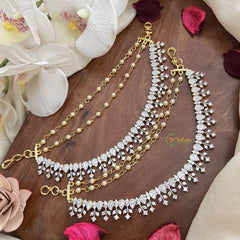 Vriksham Pearl & CZ Diamond Look  AD Stone 3 Layer With Pearls Maatil-G19970
