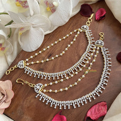 Vriksham Pearl & CZ Diamond Look  AD Stone 3 Layer With Pearls Maatil-G19971