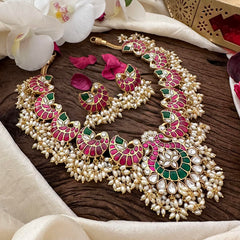 Precious Jadau Kundan Peacock Guttapusalu-Rice Pearl-J2268