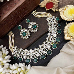 Vriksham Royal Green Polki Bridal With AD Stone Choker Neckpiece-G20521