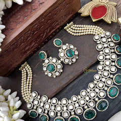 Vriksham Royal Green Polki Bridal With AD Stone Choker Neckpiece-G20521
